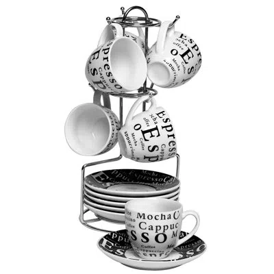 Gibson 13 Piece Espresso Mug Set In Black;white
