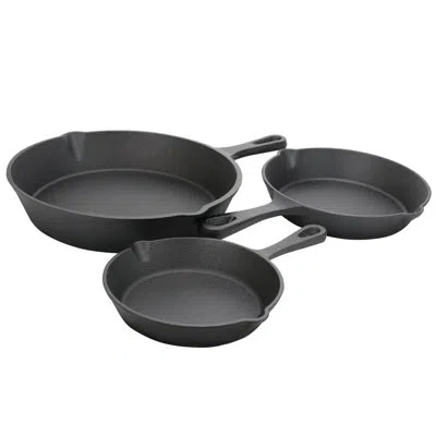Gibson 15.8 In. 3 Piece Cast Iron Skillet Set In Black