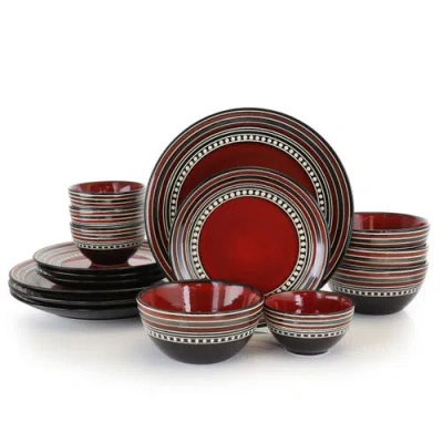 Gibson 16 Piece Double Bowl Dinnerware Set In Red