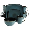Gibson 16-piece Soft Square Dinnerware Set  Green In Blue