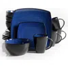Gibson 16 Piece Square Stoneware Dinnerware Set In Blue