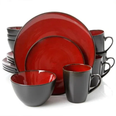 Gibson 16 Piece Stoneware Dinnerware Set In Red