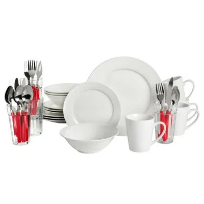 Gibson 32 Piece Fine Ceramic Dinnerware Combo Set In White