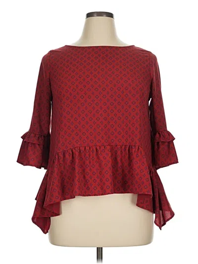 Pre-owned Gibson 3/4 Sleeve Blouse In Burgundy