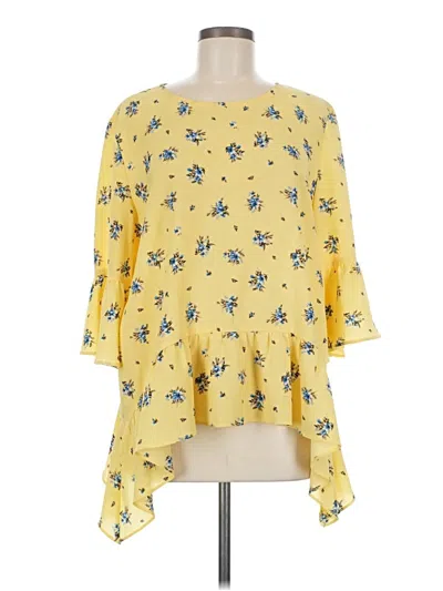 Pre-owned Gibson 3/4 Sleeve Blouse In Yellow