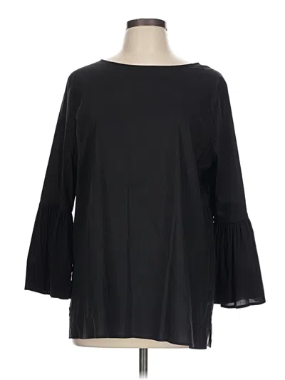 Pre-owned Gibson 3/4 Sleeve Top Black Boatneck Tops