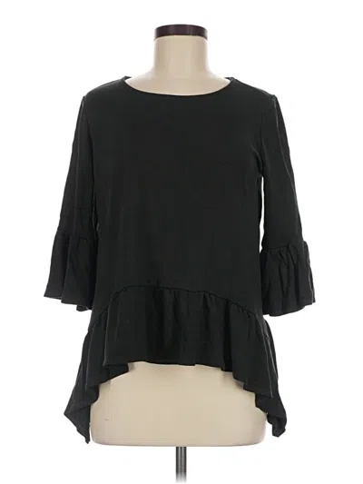 Pre-owned Gibson 3/4 Sleeve Top Black Boatneck Tops