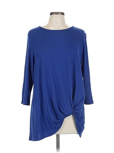 Pre-owned Gibson 3/4 Sleeve Top Blue Boatneck Tops