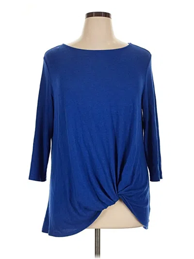 Pre-owned Gibson 3/4 Sleeve Top Blue Boatneck Tops