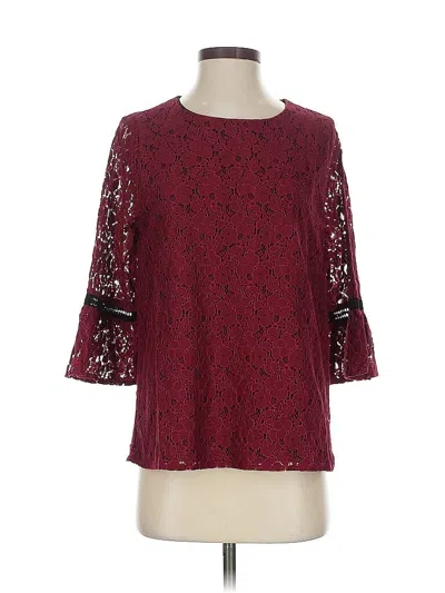 Pre-owned Gibson 3/4 Sleeve Top Burgundy Boatneck Tops