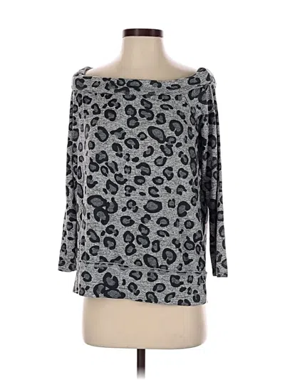 Pre-owned Gibson 3/4 Sleeve Top Gray Boatneck Tops