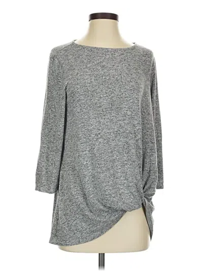 Pre-owned Gibson 3/4 Sleeve Top Gray Boatneck Tops