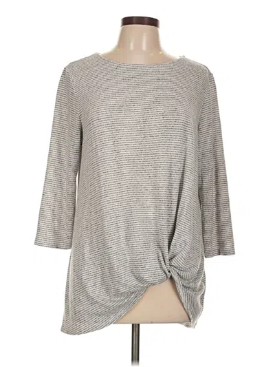 Pre-owned Gibson 3/4 Sleeve Top Gray Boatneck Tops