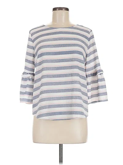 Pre-owned Gibson 3/4 Sleeve Top Gray Boatneck Tops