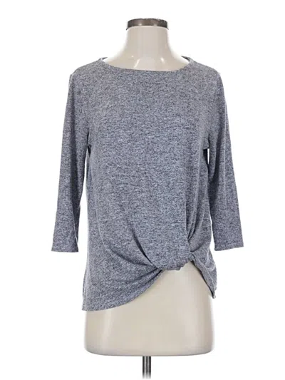 Pre-owned Gibson 3/4 Sleeve Top Gray Crew Neck Tops