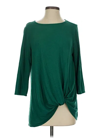 Pre-owned Gibson 3/4 Sleeve Top Green Boatneck Tops