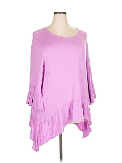 Pre-owned Gibson 3/4 Sleeve Top Purple One Shoulder Neckline Tops
