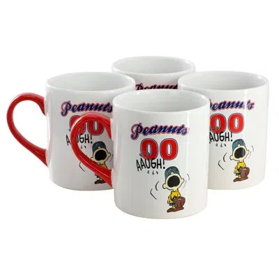 Gibson 4 Piece 19 Ounce Peanuts Stoneware Mug Set In White
