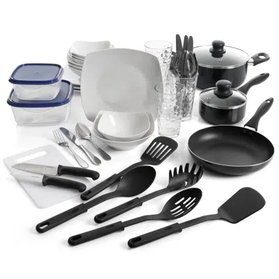 Gibson 45 Piece Dinnerware Cookware Combo Set In White