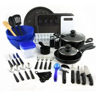 Gibson 59 Piece Total Kitchen Combo Cookware Set In Black