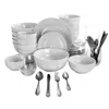 Gibson 60 Piece Ceramic Dinnerware Combo Set With Drinkware And Flatware In Gray