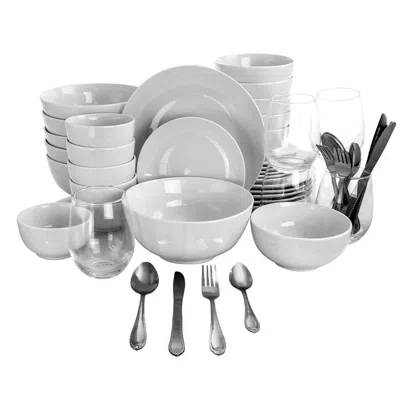 Gibson 60 Piece Ceramic Dinnerware Combo Set With Drinkware And Flatware In Gray