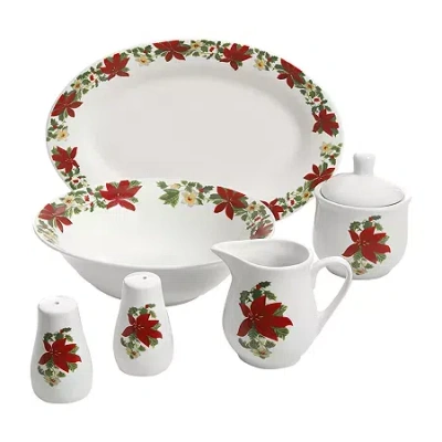 Gibson 7-pc. Porcelain Serving Set In Red