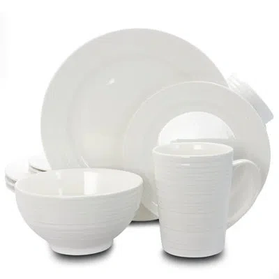 Gibson Amelia Court 16 Piece Dinnerware Set, Service For 4 In White