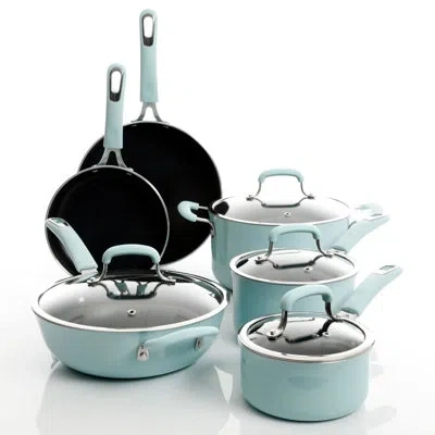 Gibson Andover 10 Pieces Aluminum Non Stick Cookware Set In Mint