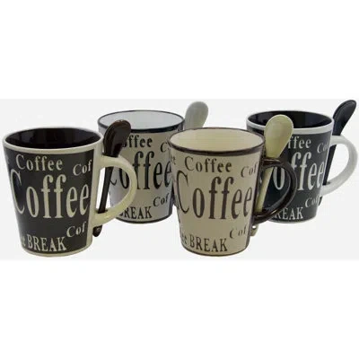 Gibson Bareggio Mr. Coffee 8 Piece Coffee With Spoon Set In Black;brown;beige;ivory