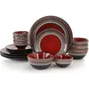 Gibson Cafe Versailles 16 Piece Double Bowl Dinnerware Set In Red