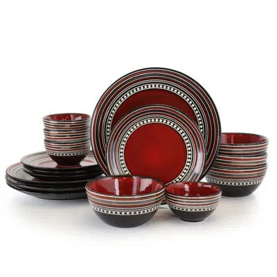 Gibson Café Versailles 16 Piece Double Bowl Dinnerware Set - Red