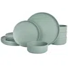 Gibson Canyon Crest 12 Piece Stackable Melamine Dinnerware Set In Sage In Green