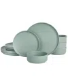 Gibson Canyon Crest Stackable Matte Melamine 12 Piece Set, Service For 4 In Sage Green