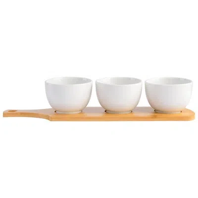 Gibson Ceramic Chips And Dip Platter In White