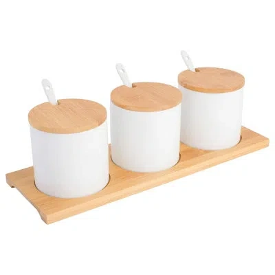 Gibson Ceramic Condiment Server In Brown;white
