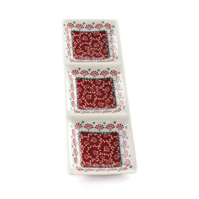 Gibson Ceramic Divided Serving Dish In Pink;cream