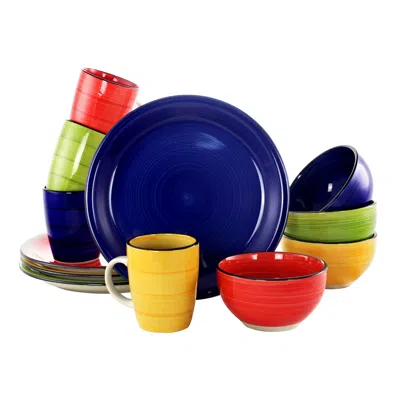 Gibson Color Vibes 12 Piece Handpainted Stoneware Dinnerware Set
