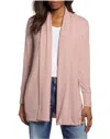Gibson Cozy Knit Open Front Ribbed Sweater In Pink In Pink