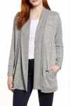 Gibson Cozy Ribbed Knit Open Front Sweater In Gray In Grey