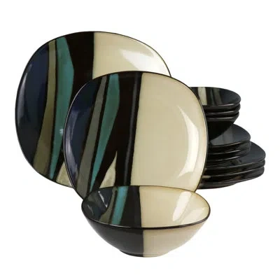 Gibson Dinnerware Set - Service For 4 In Black;green;teal