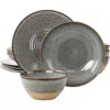 Gibson Elite 12 Piece Dreamweaver Round Earthenware Dinnerware Set In Gray