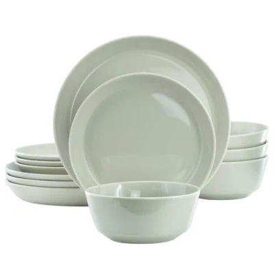 Gibson Elite 12 Piece Round Stoneware Dinnerware Set In Green
