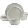 Gibson Elite 12 Piece Round Stoneware Dinnerware Set In Grey