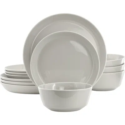 Gibson Elite 12 Piece Round Stoneware Dinnerware Set In Grey