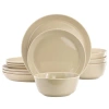 Gibson Elite 12 Piece Round Stoneware Dinnerware Set In White