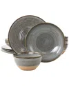 Gibson Elite 12pc Dreamweaver Round Earthenware Dinnerware Set In Gray