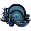 Gibson Elite 16 Piece Priya Reactive Glaze Stoneware Dinnerware Set In Blue