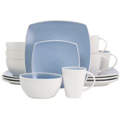 Gibson Elite 16 Piece Reactive Glaze Stoneware Dinnerware Set In Light Blue