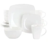 Gibson Elite 16 Piece Square Fine Ceramic Dinnerware Set In White